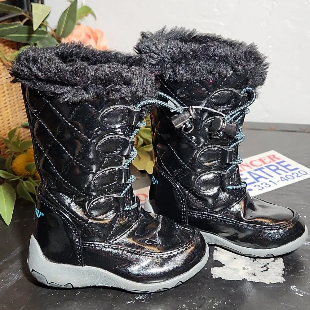 KHOMBU 5M Lined Sparkly Rain Boots Black
